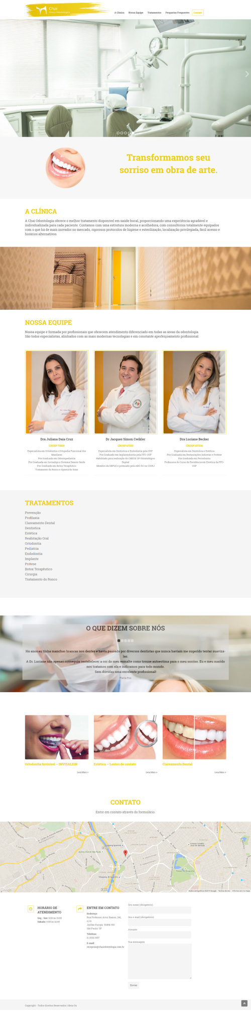 Criação de sites para Médicos Chai Odontologia
